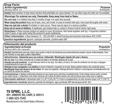 Drug Facts Alcohol 80% V/v (Hand Sanitizer Back Gallon 80 Gpmc)